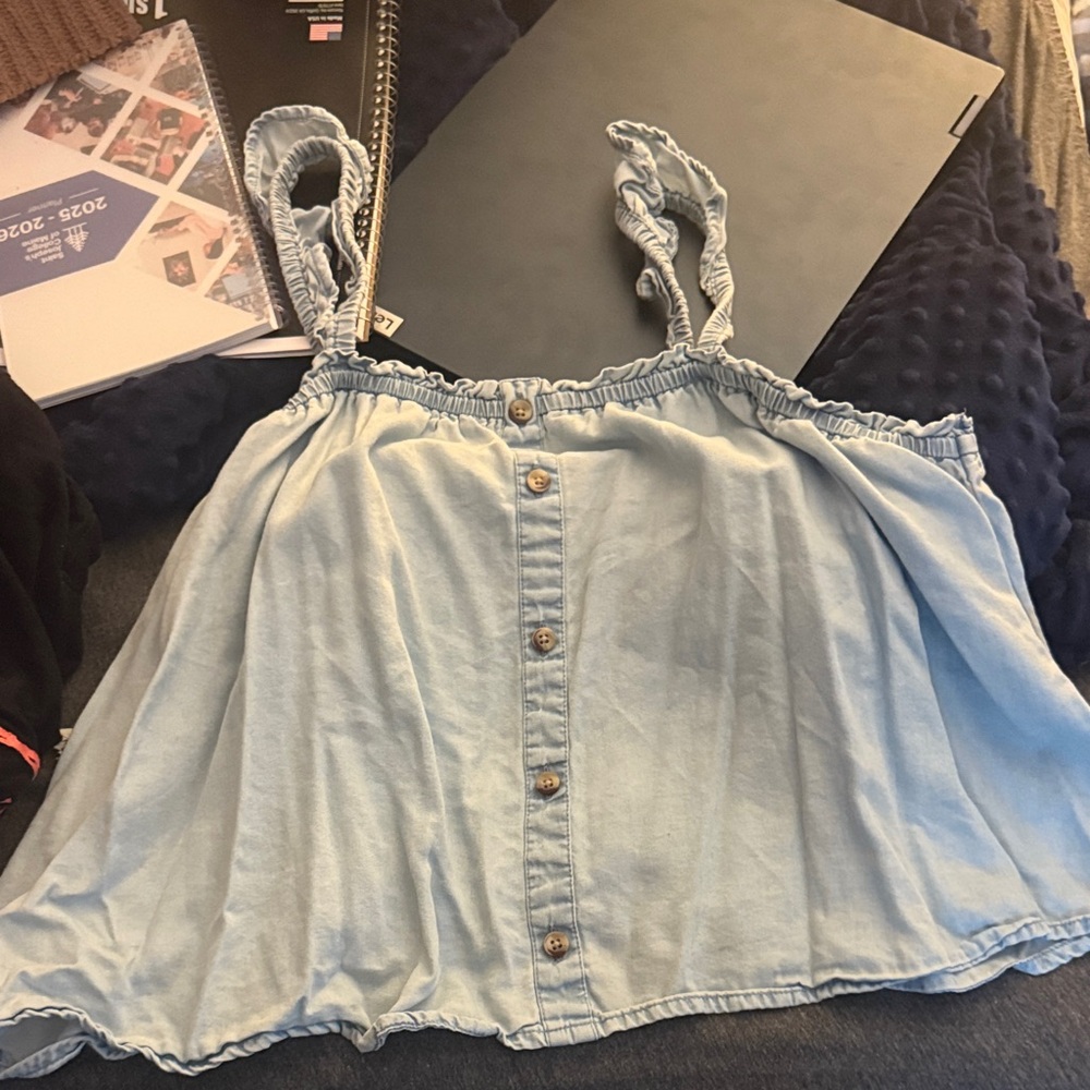 Arizona Love Light Blue Button-Down Blouse